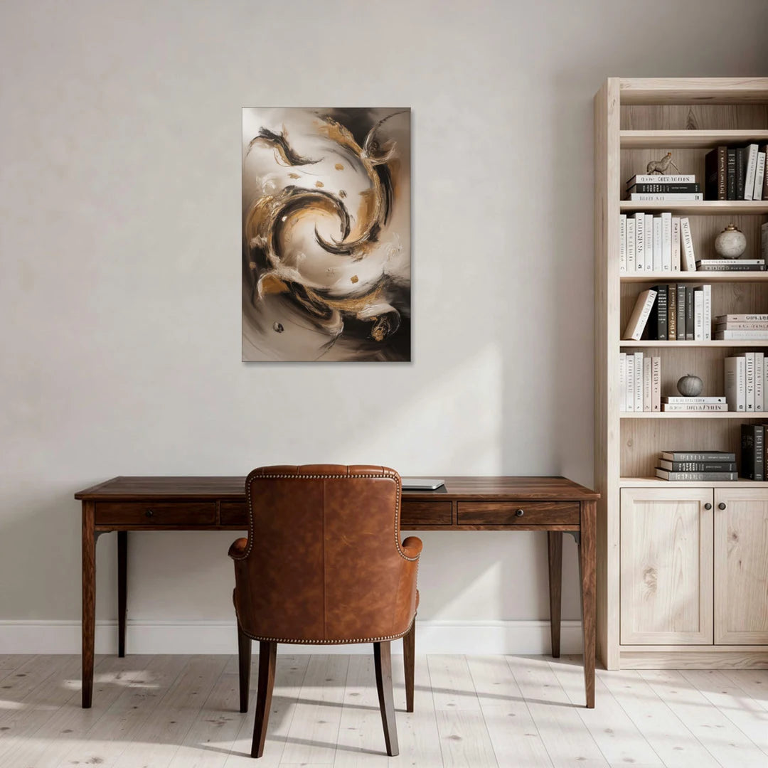 Opulent Swirls Brown Abstract - Canvas Wall Art - Office - 24x36