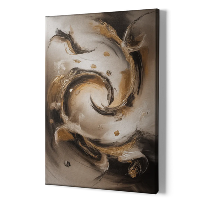 Opulent Swirls Brown Abstract - Canvas Print Art Sides
