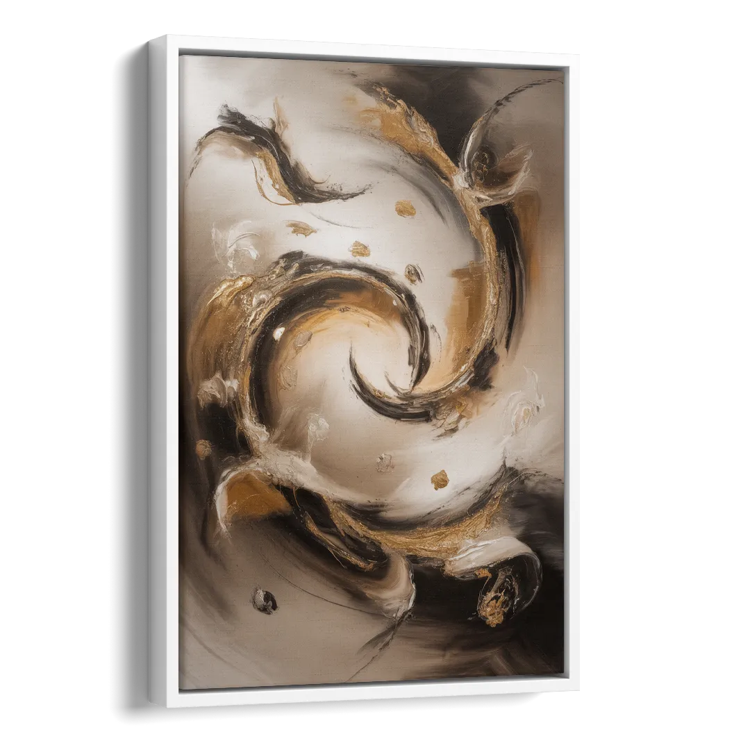 Opulent Swirls Brown Abstract Side - White Canvas Wall Art