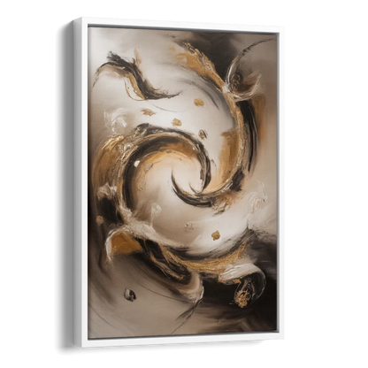 Opulent Swirls Brown Abstract Side - White Canvas Wall Art