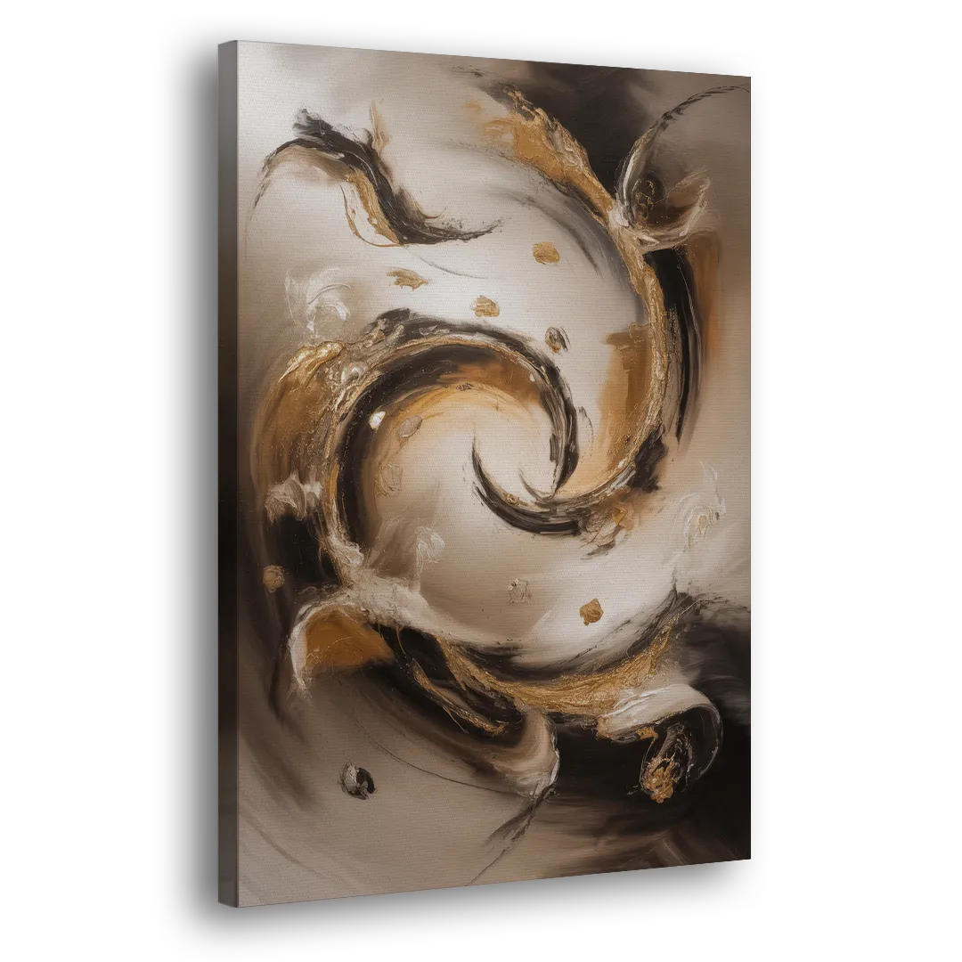 Opulent Swirls Brown Abstract Side - Canvas Wall Art