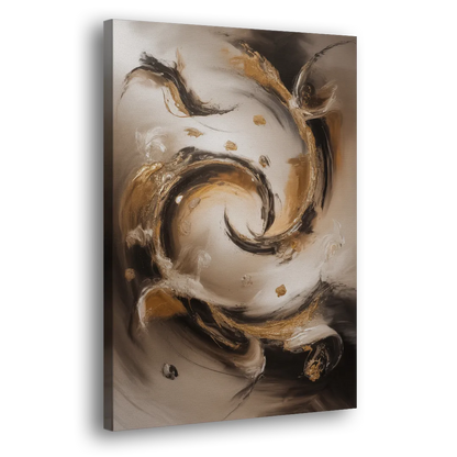 Opulent Swirls Brown Abstract Side - Canvas Wall Art