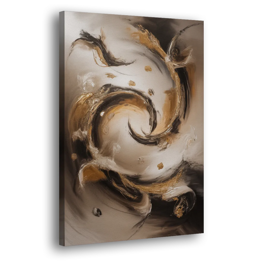 Opulent Swirls Brown Abstract Side - Canvas Wall Art