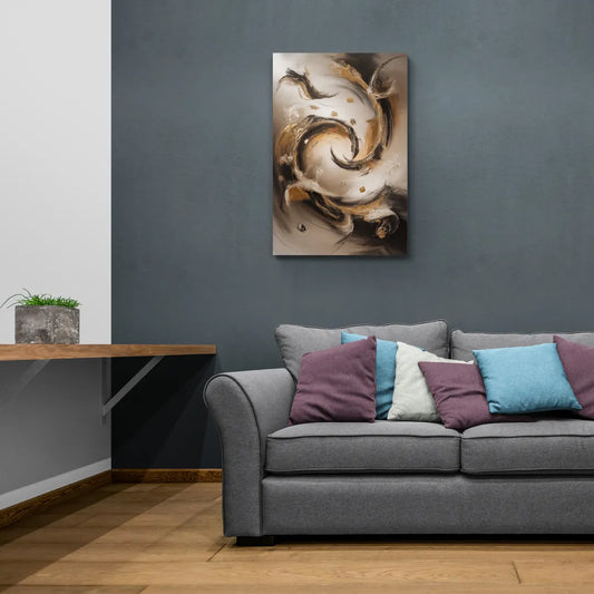 Opulent Swirls Brown Abstract - Canvas Wall Art Living Room