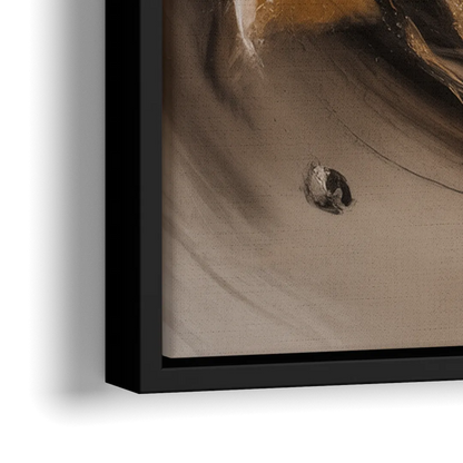Opulent Swirls Brown Abstract - Close-Up Black Frame Canvas