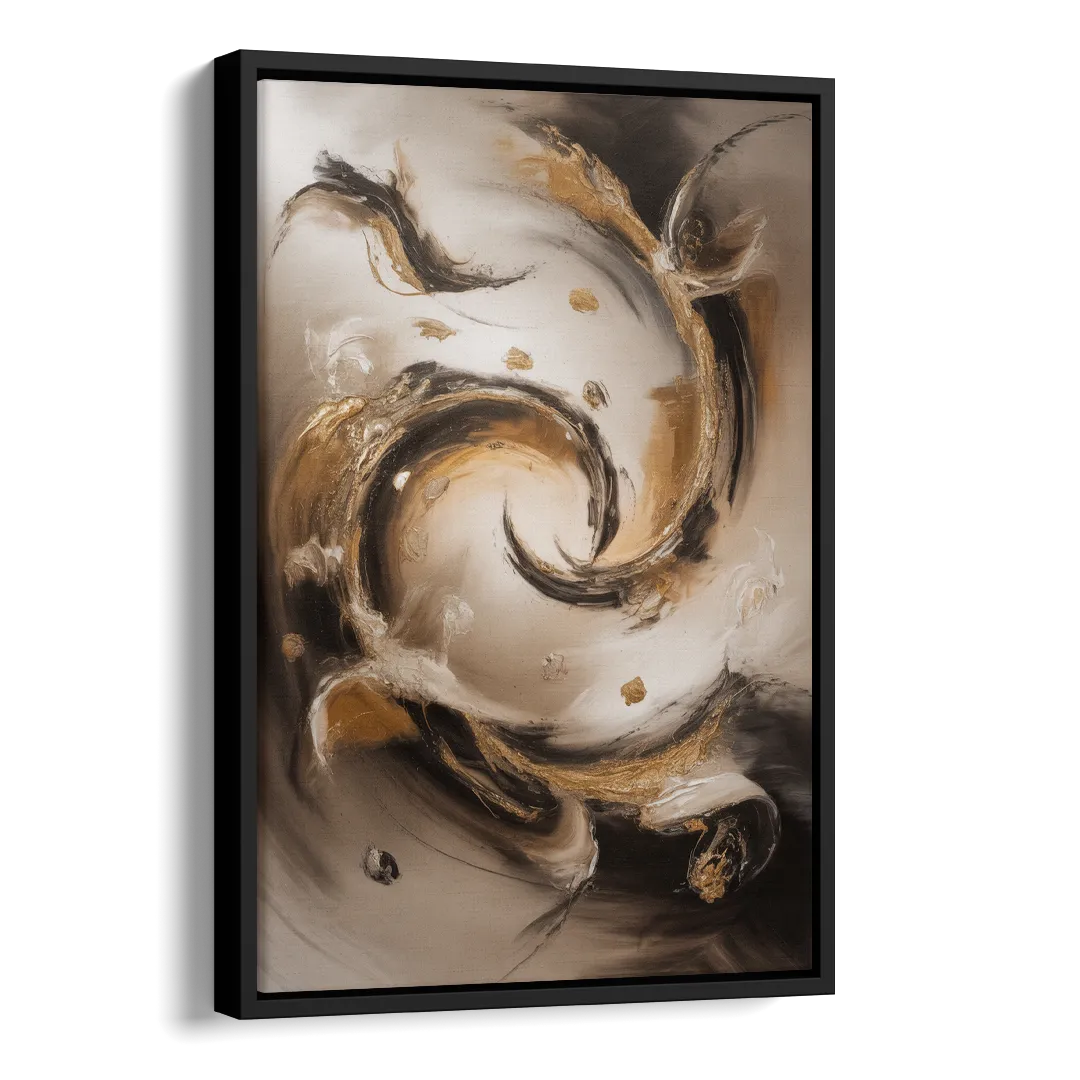 Opulent Swirls Brown Abstract Side - Black Canvas Wall Art