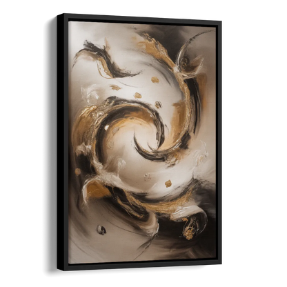 Opulent Swirls Brown Abstract Side - Black Canvas Wall Art