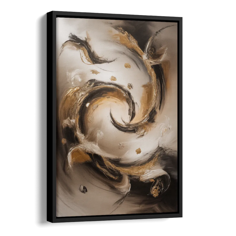 Opulent Swirls Brown Abstract Side - Black Canvas Wall Art