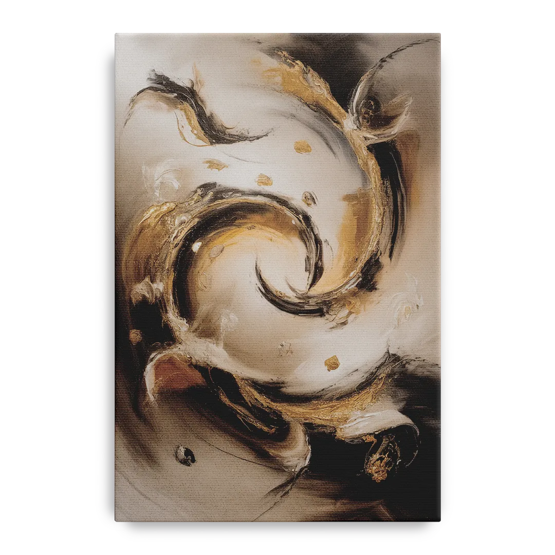 Opulent Swirls Brown Abstract Front - Canvas Wall Art