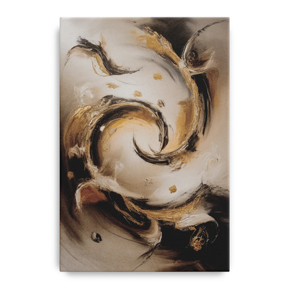 Opulent Swirls Brown Abstract Front - Canvas Wall Art