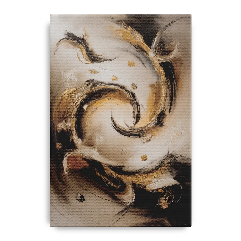 Opulent Swirls Brown Abstract Front - Canvas Wall Art
