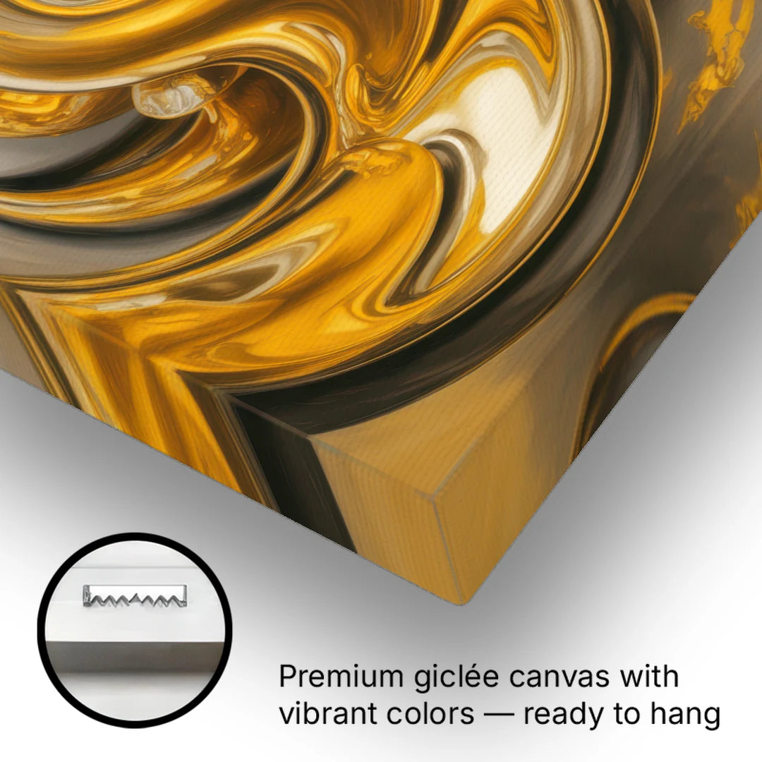 Opulent Swirls Gold Abstract - Canvas Wall Art - Gallery Wrap Corner