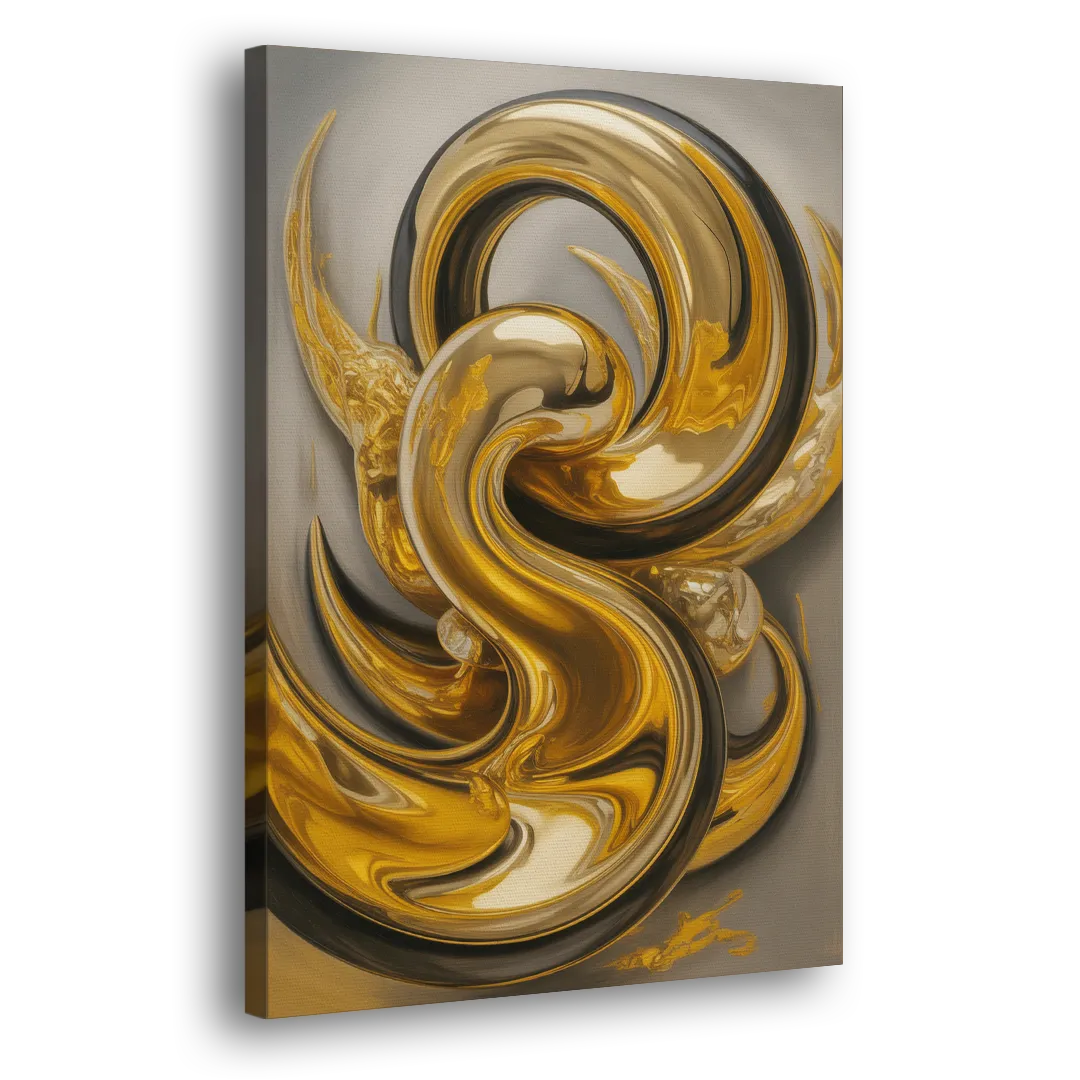 Opulent Swirls Gold Abstract Side - Canvas Wall Art