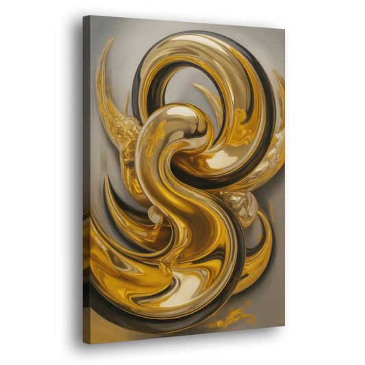 Opulent Swirls Gold Abstract Side - Canvas Wall Art