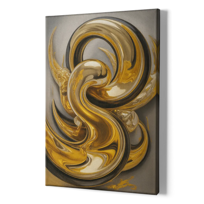 Opulent Swirls Gold Abstract - Canvas Print Art Sides