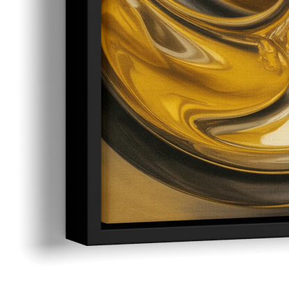Opulent Swirls Gold Abstract - Close-Up Black Frame Canvas