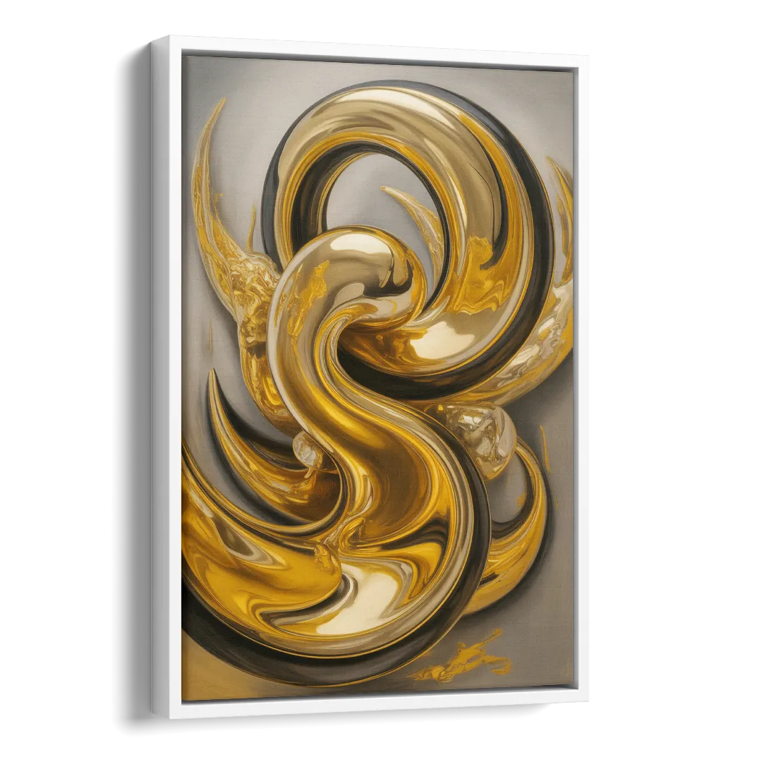 Opulent Swirls Gold Abstract Side - White Canvas Wall Art