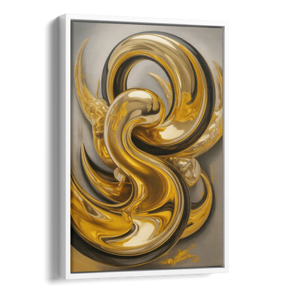 Opulent Swirls Gold Abstract Side - White Canvas Wall Art