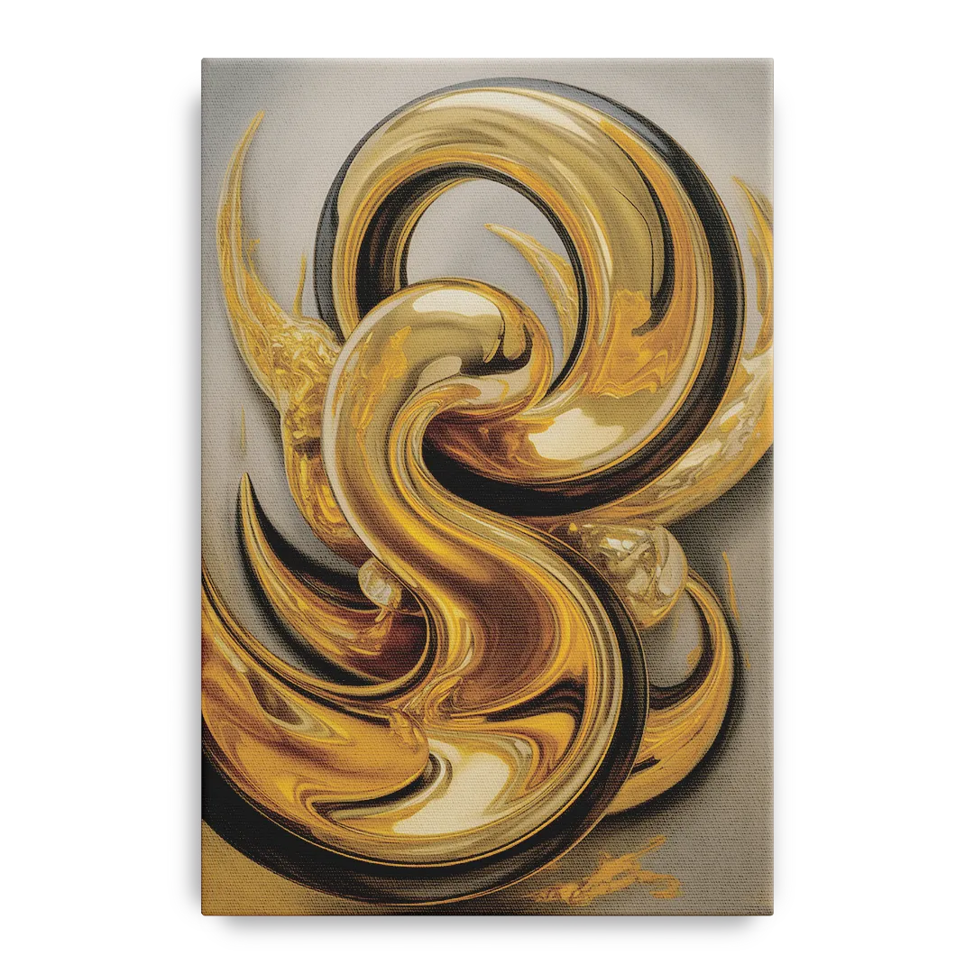 Opulent Swirls Gold Abstract Front - Canvas Wall Art