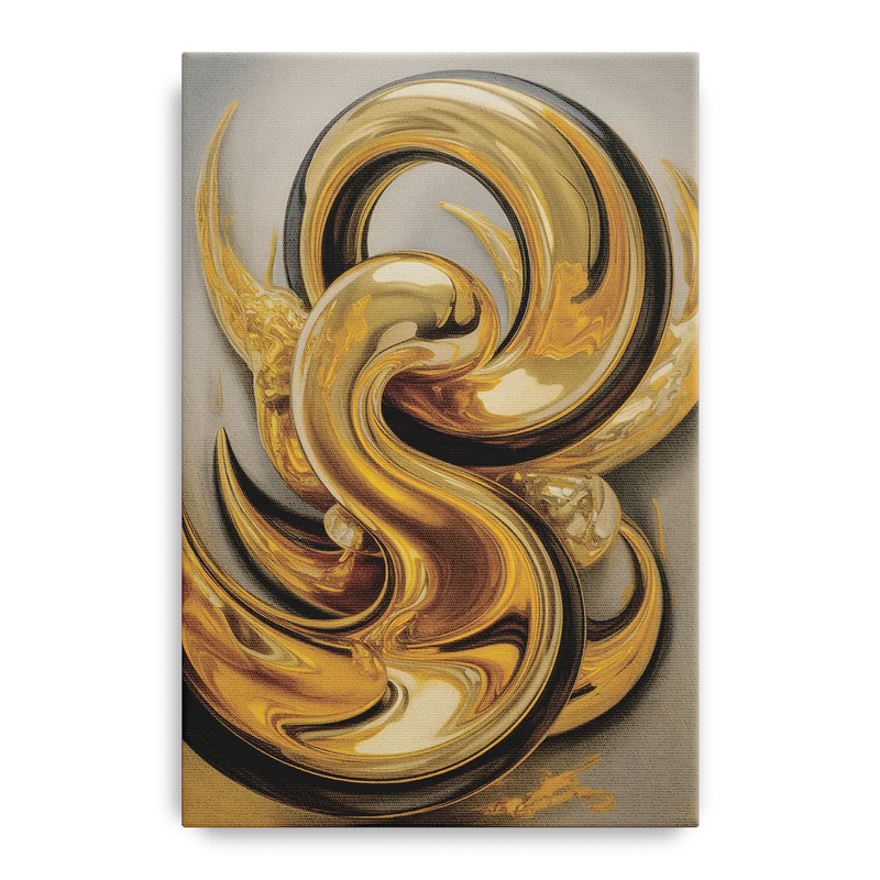 Opulent Swirls Gold Abstract Front - Canvas Wall Art