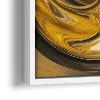 Opulent Swirls Gold Abstract - Close-Up White Frame Canvas