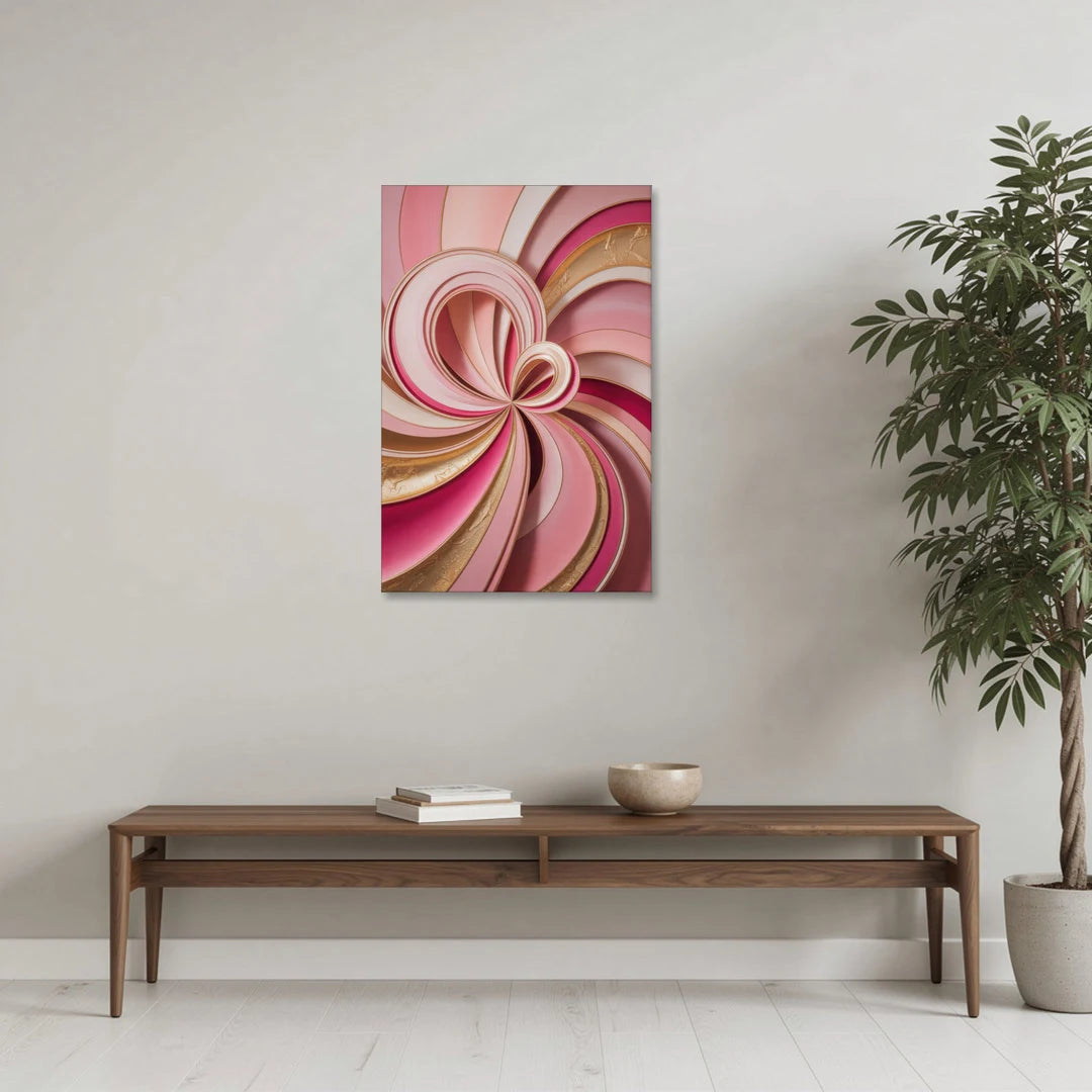 Opulent Swirls Pink and Gold Abstract - Canvas Wall Art - Coffee Table - 24x36
