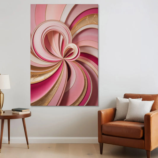 Opulent Swirls Pink and Gold Abstract - Canvas Wall Art - Sofa - 40x60
