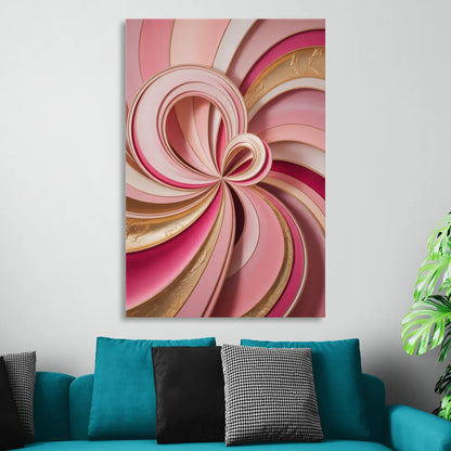 Opulent Swirls Pink and Gold Abstract Sitting Room - Canvas Wall Art