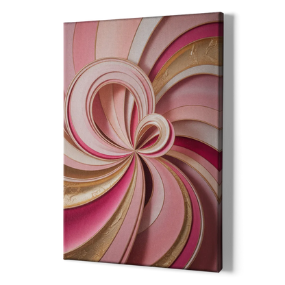 Opulent Swirls Pink and Gold Abstract - Canvas Print Art Sides