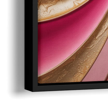 Opulent Swirls Pink and Gold Abstract - Close-Up Black Frame Canvas