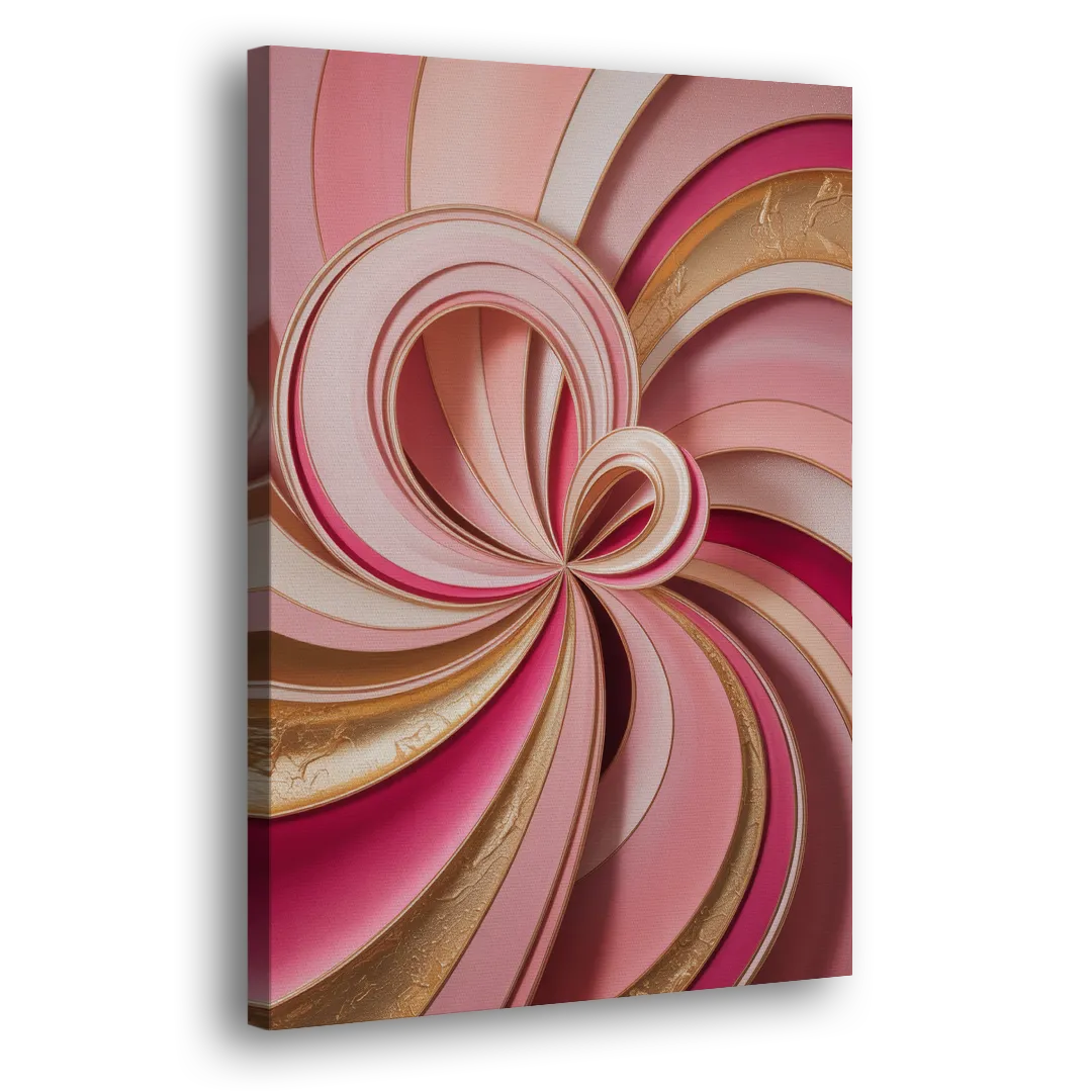 Opulent Swirls Pink and Gold Abstract Side - Canvas Wall Art