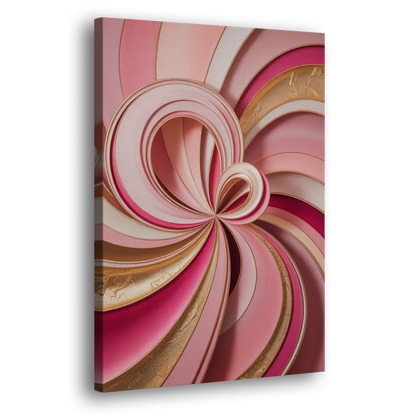 Opulent Swirls Pink and Gold Abstract Side - Canvas Wall Art