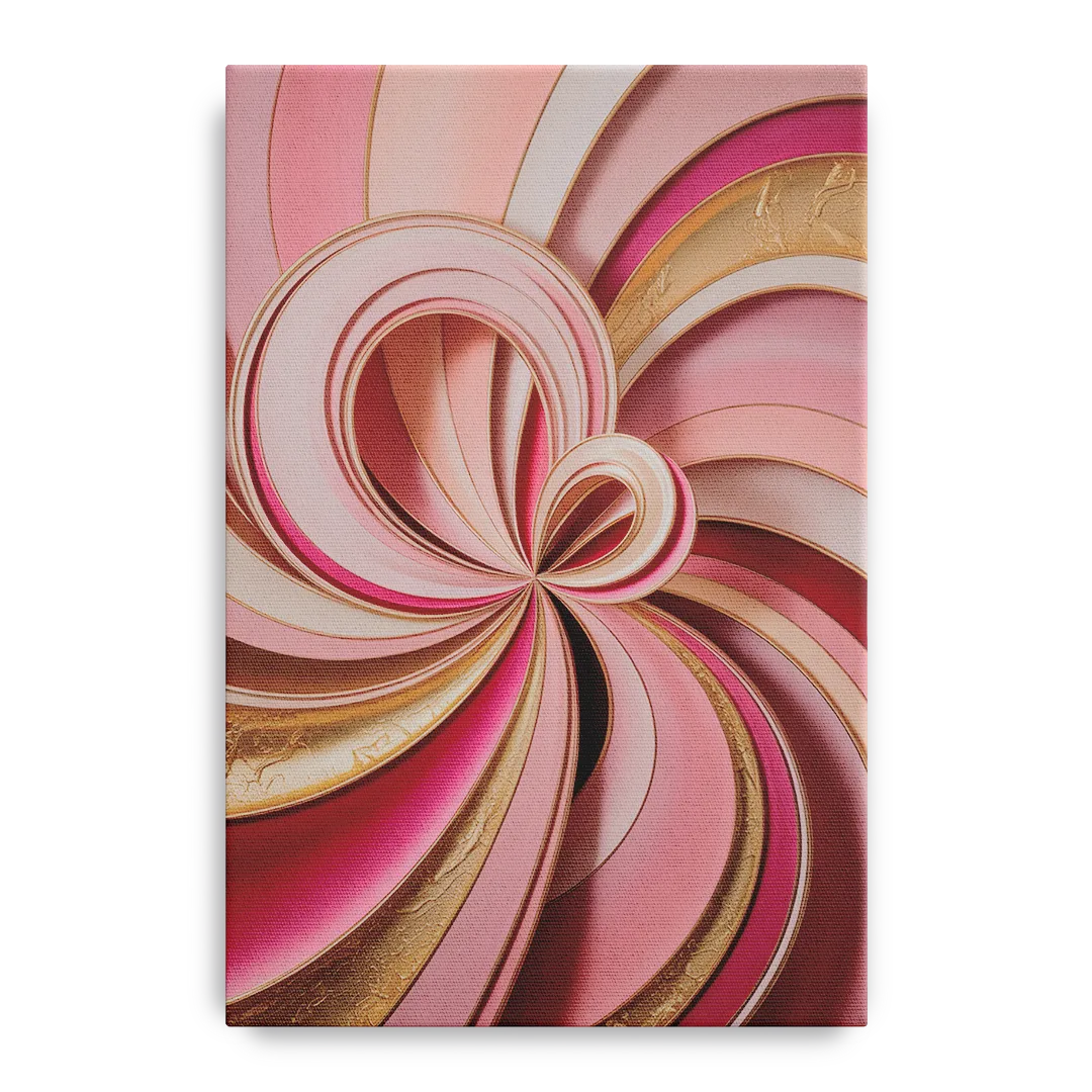 Opulent Swirls Pink and Gold Abstract Front - Canvas Wall Art