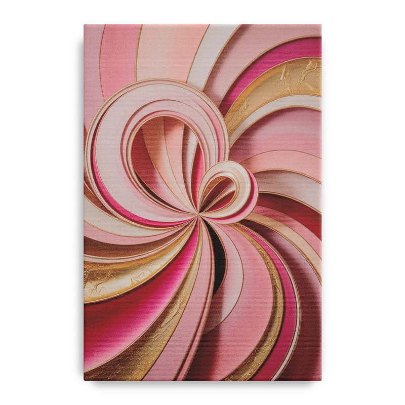 Opulent Swirls Pink and Gold Abstract Front - Canvas Wall Art