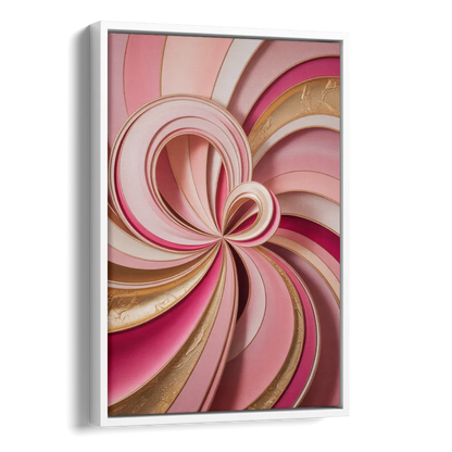 Opulent Swirls Pink and Gold Abstract Side - White Canvas Wall Art