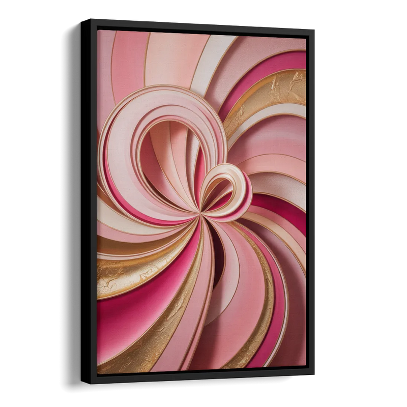Opulent Swirls Pink and Gold Abstract Side - Black Canvas Wall Art