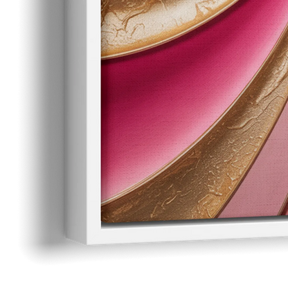 Opulent Swirls Pink and Gold Abstract - Close-Up White Frame Canvas