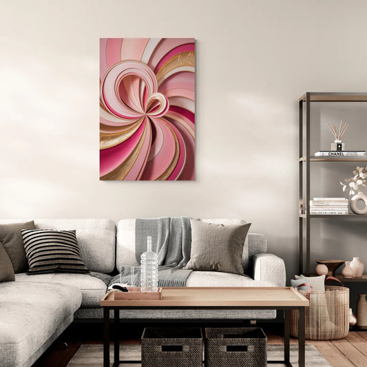 Opulent Swirls Pink and Gold Abstract - Canvas Wall Art Living Room