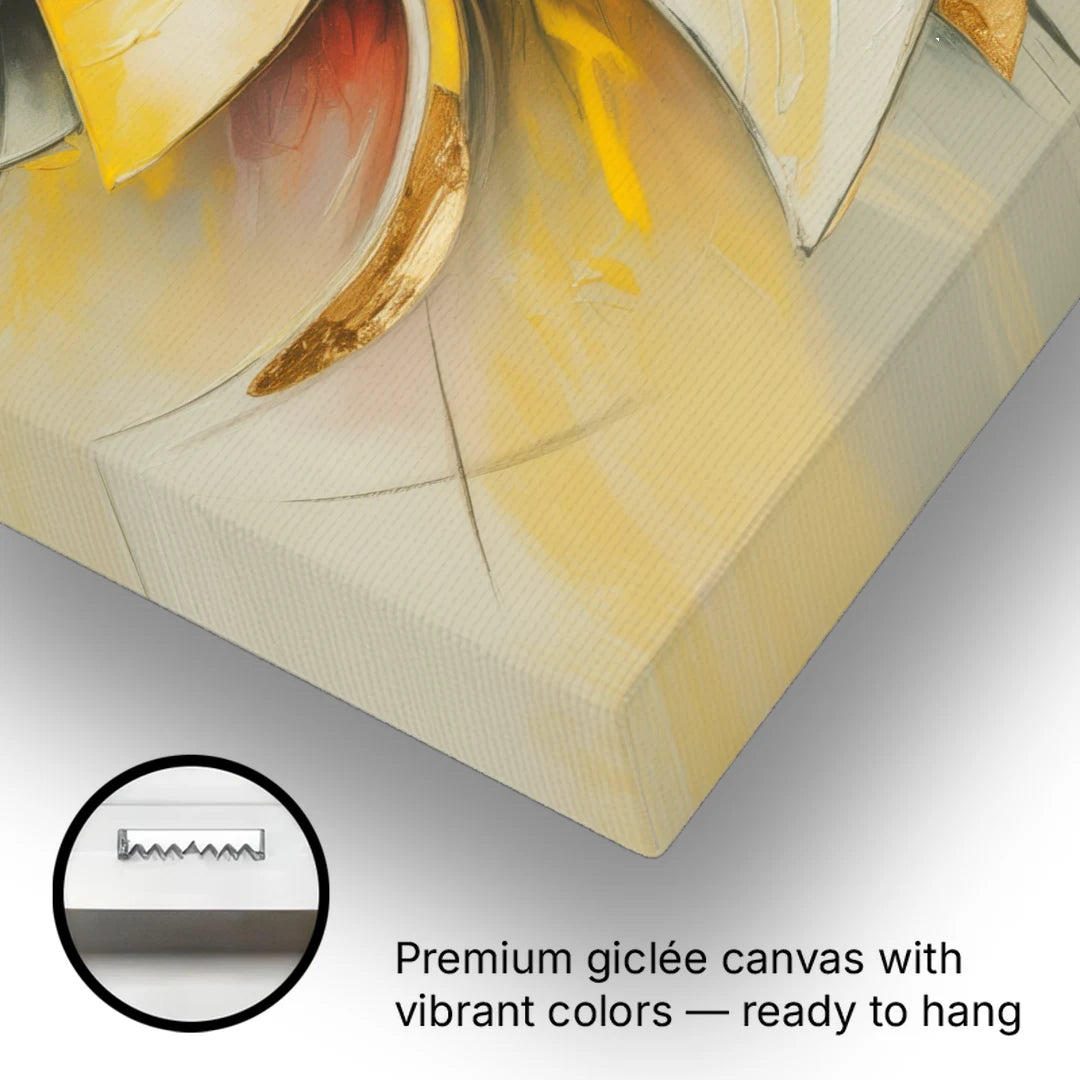 Opulent Vortex Yellow Abstract - Canvas Wall Art - Gallery Wrap Corner