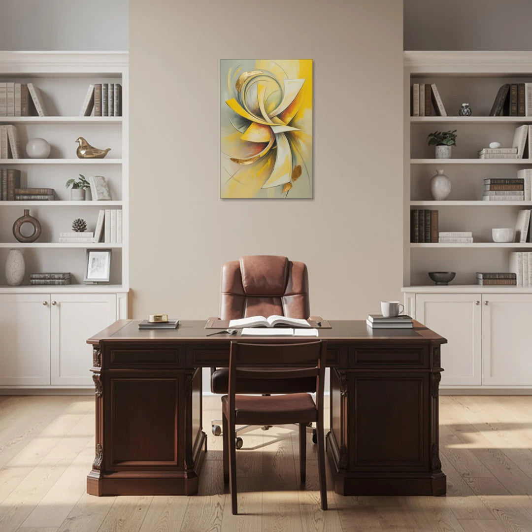 Opulent Vortex Yellow Abstract - Canvas Wall Art - Office - 24x36