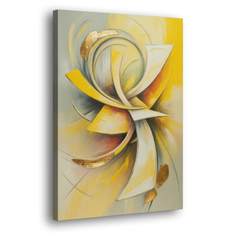 Opulent Vortex Yellow Abstract - Canvas Wall Art - Side