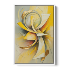 Opulent Vortex Yellow Abstract - White Framed Canvas Wall Art - Front