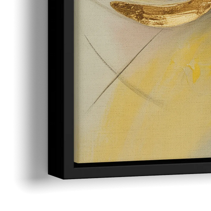 Opulent Vortex Yellow Abstract - Close-Up Black Frame Canvas