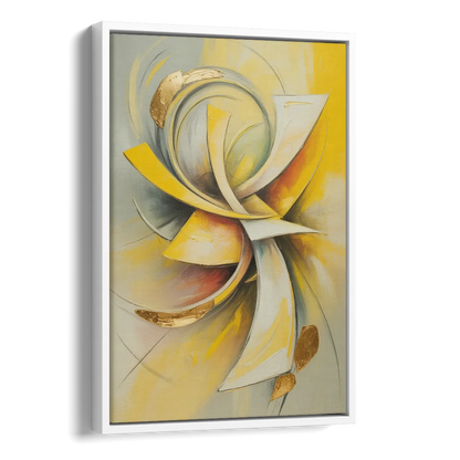 Opulent Vortex Yellow Abstract Side - White Canvas Wall Art