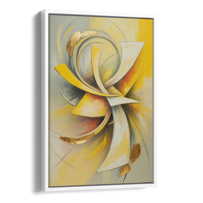 Opulent Vortex Yellow Abstract Side - White Canvas Wall Art