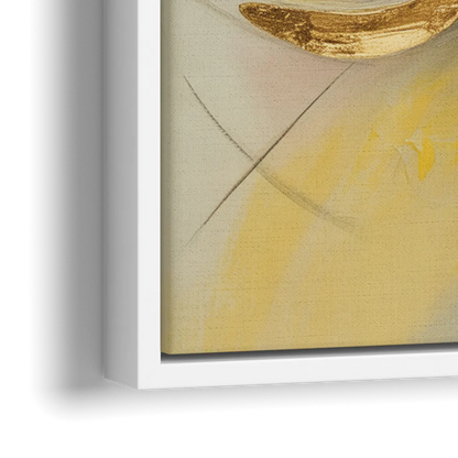 Opulent Vortex Yellow Abstract - Close-Up White Frame Canvas