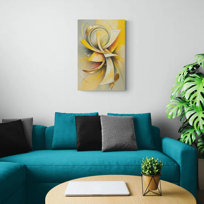 Opulent Vortex Yellow Abstract - Canvas Wall Art Living Room