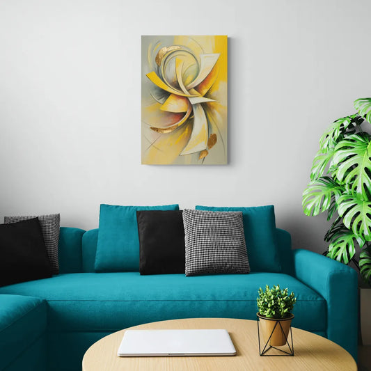 Opulent Vortex Yellow Abstract - Canvas Wall Art Living Room