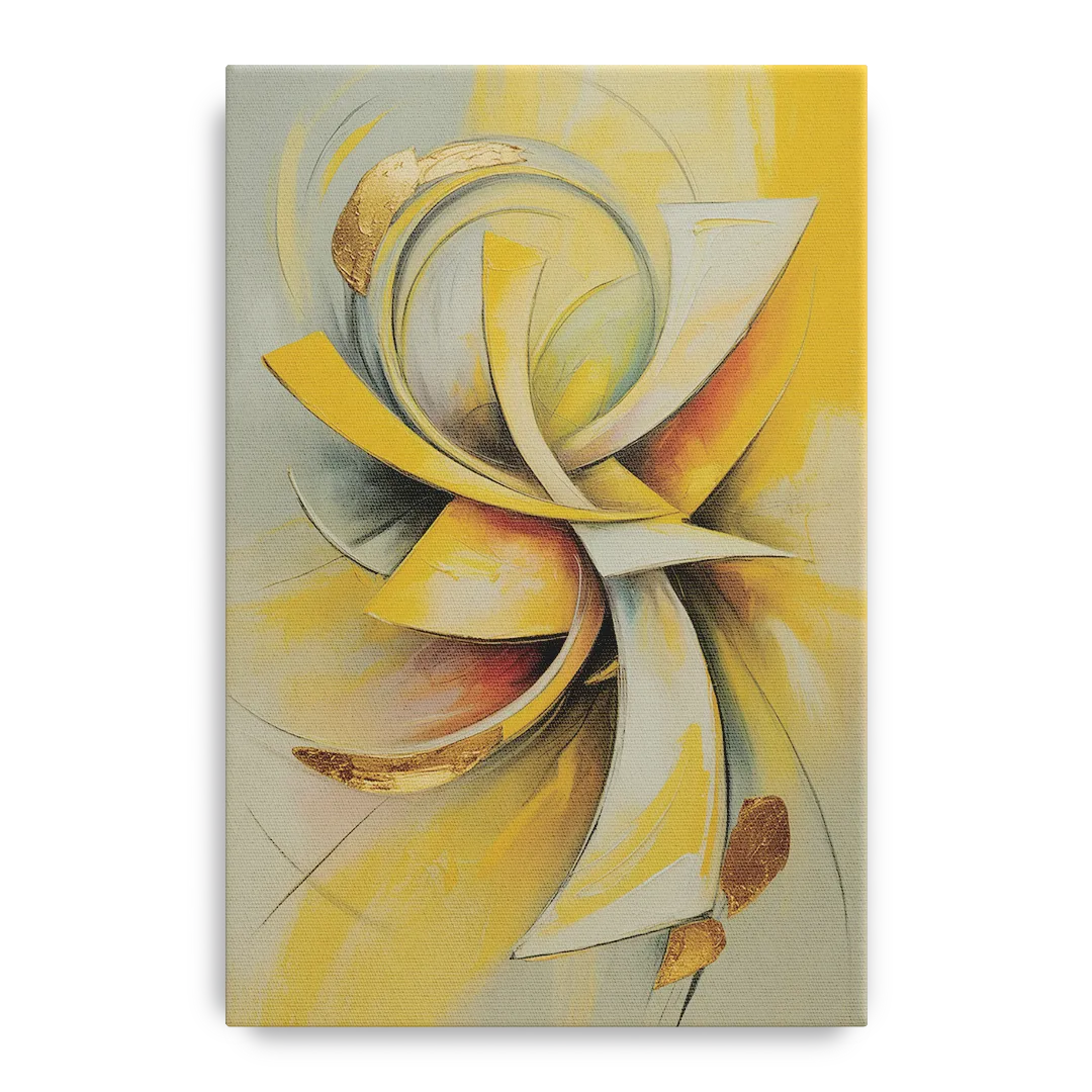 Opulent Vortex Yellow Abstract Front - Canvas Wall Art
