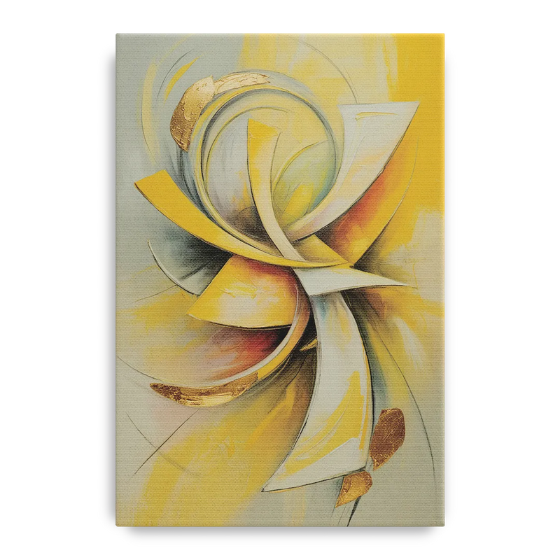 Opulent Vortex Yellow Abstract Front - Canvas Wall Art